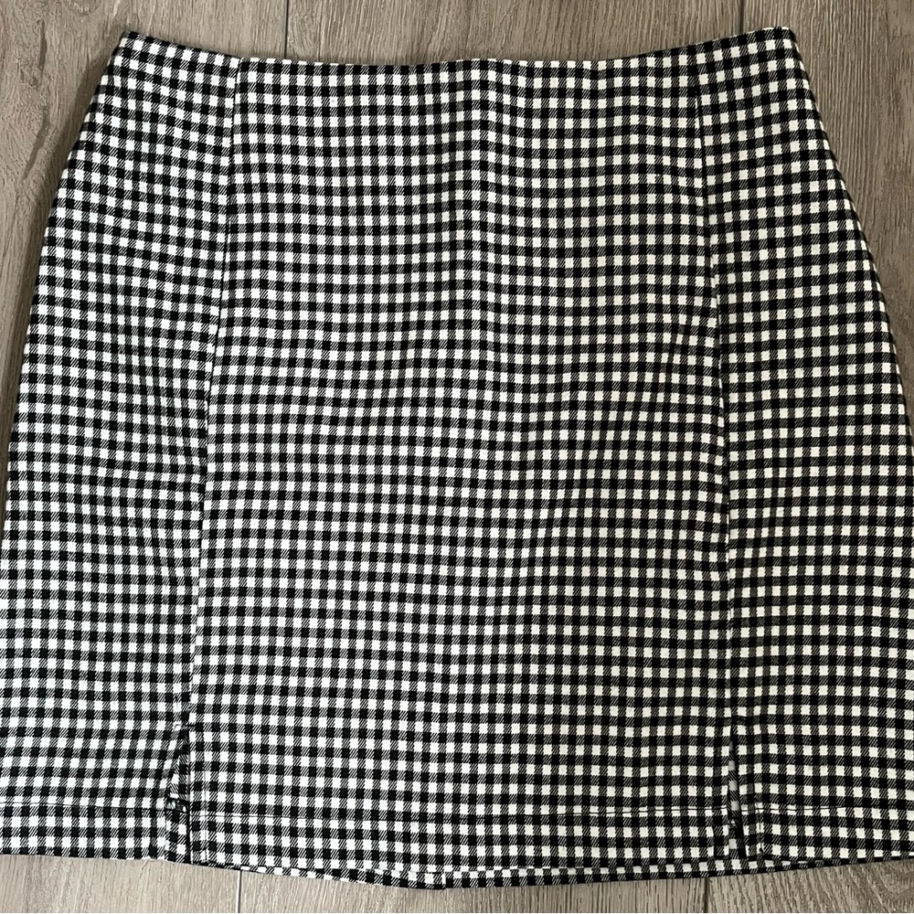 Eyeshadow Black White Gingham Check Mini Pencil Skirt Size 7 Double Slit